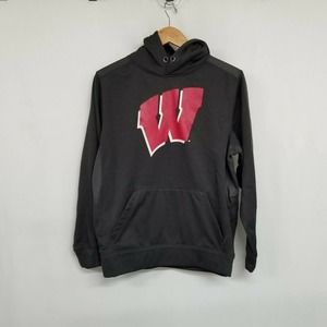 UW Badgers Red W Charcoal Grey Pullover Hoodie